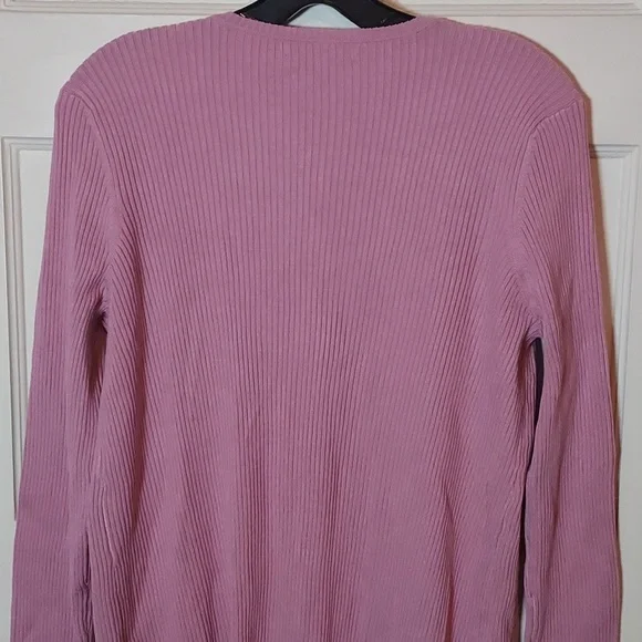 525 America Ribbed Knit Duster Sweater Dusty Lilac Large - Picture 10 of 11